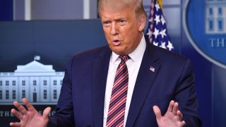 President Donald Trump answers questions during a news conference in the Brady Briefing Room of the White House in Washington, D.C, Aug. 12, 2020.