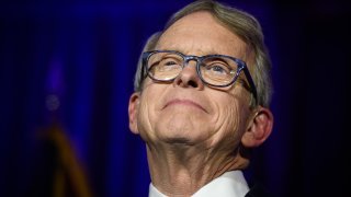 In this file photo, Republican Gubernatorial-elect Ohio Attorney General Mike DeWine gives his victory speech after winning the Ohio gubernatorial race at the Ohio Republican Party's election night party at the Sheraton Capitol Square on November 6, 2018 in Columbus, Ohio.