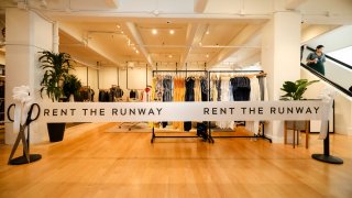 A general view of the ribbon before the launch of Rent the Runway's West Coast flagship store on May 8, 2019, in San Francisco, California.
