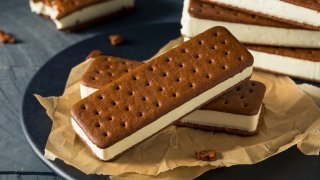 Chocolate and Vanilla Ice Cream Sandwich.