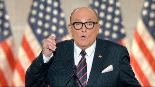 In this image from video, former New York City Mayor Rudy Giuliani, personal attorney to President Donald Trump speaks from New York, during the fourth night of the Republican National Convention on Thursday, Aug. 27, 2020.