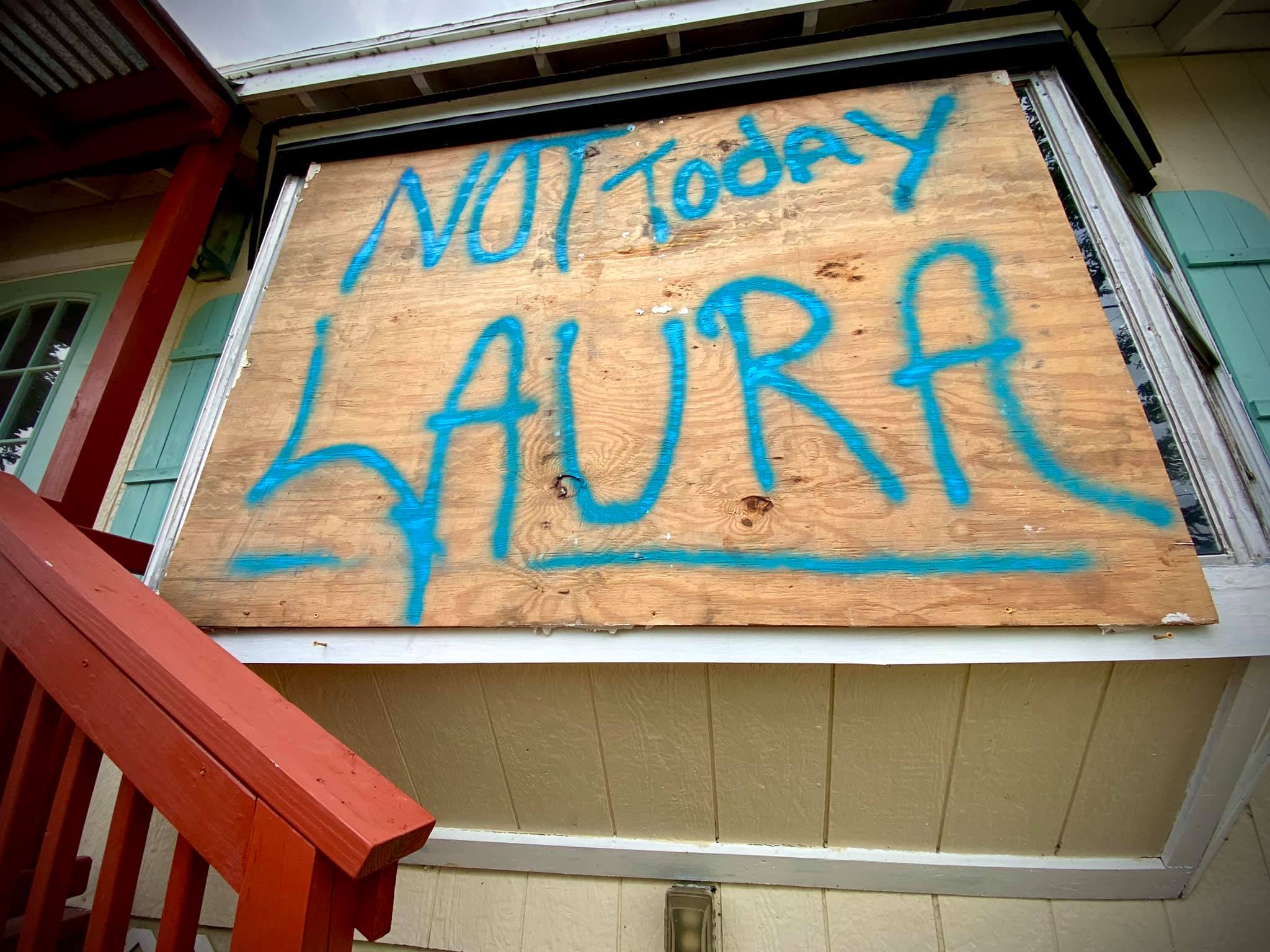 A message for Hurricane Laura in Kemah, TX.