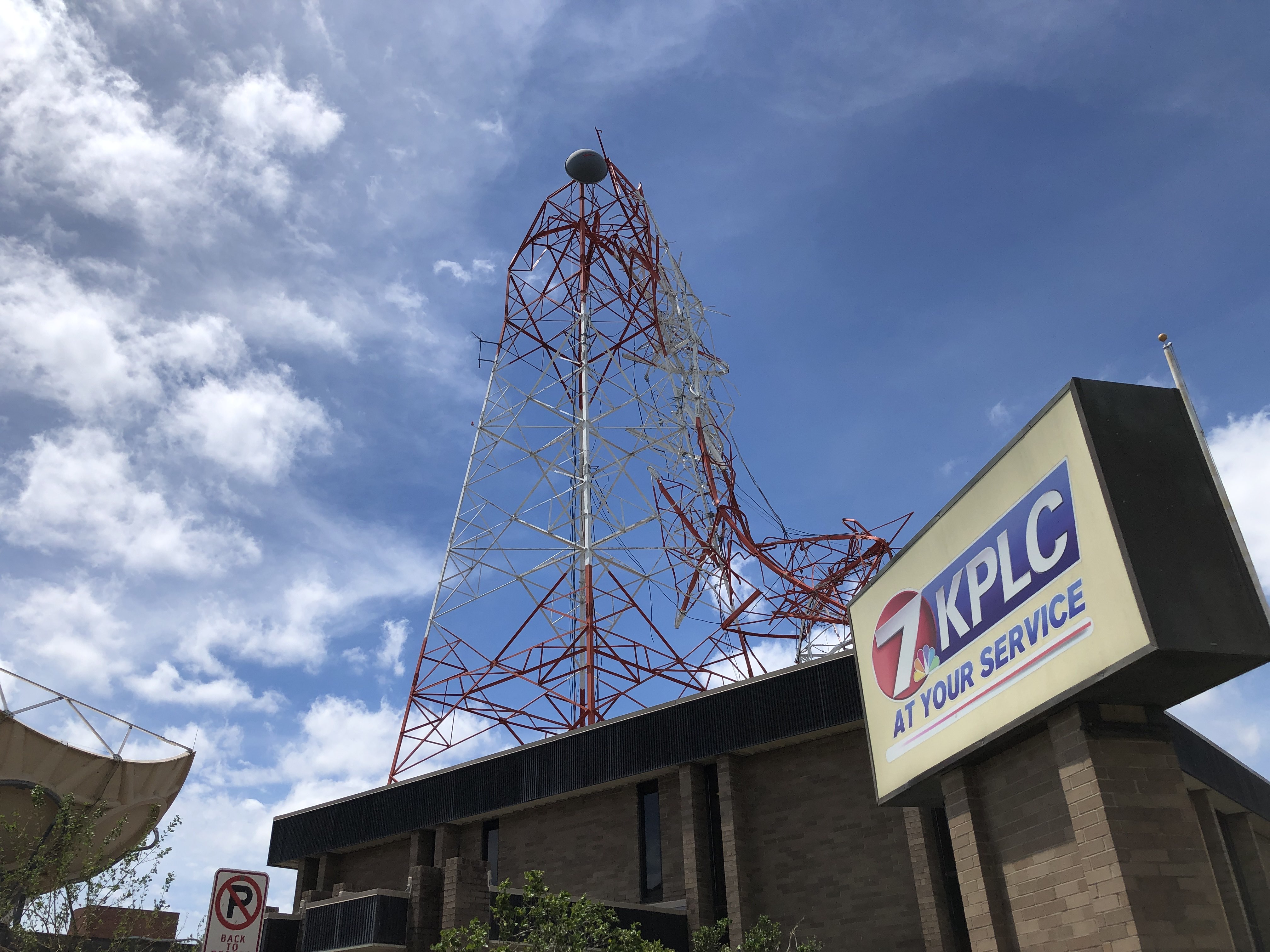 The local NBC station KPLC 7 News was not spared. The tower collapsed in Lake Charles.