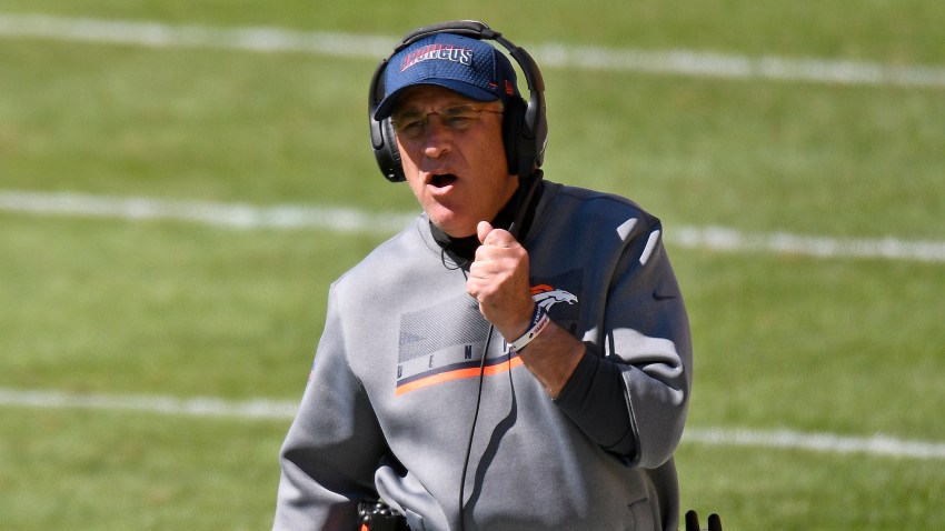 Denver Broncos head coach Vic Fangio walks the sideline during the first half of an NFL football game against the Pittsburgh Steelers in Pittsburgh, Sunday, Sept. 20, 2020.