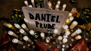 A makeshift memorial is seen, Wednesday, Sept. 2, 2020, in Rochester, N.Y., near the site where Daniel Prude was restrained by police officers.