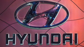The Hyundai car logo on display during the AutoMobility LA event, at the 2019 Los Angeles Auto Show in Los Angeles, California on November 21, 2019.