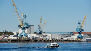 The Portsmouth Naval Shipyard Tuesday, Oct. 1, 2013. (Photo by Shawn Patrick Ouellette/Portland Press Herald via Getty Images)