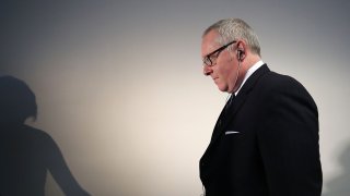In this file photo, Former Trump campaign official Michael Caputo arrives at the Hart Senate Office building to be interviewed by Senate Intelligence Committee staffers, on May 1, 2018 in Washington, DC. The committee is investigating alleged Russian interference in the 2016 U.S. presidential election.
