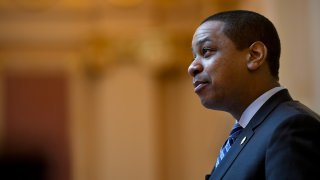 Virginia Lt. Gov. Justin Fairfax presiding over the Senate proceedings Feb. 8, 2019, in Richmond.