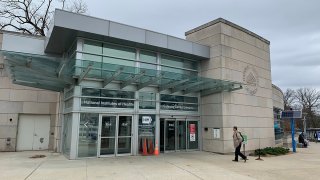 The entrance to the NIH campus in Bethesda