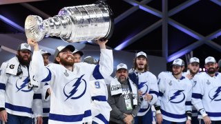 Tampa Bay Lightning defeated the Dallas Stars 2-0 in Game Six of the NHL Stanley Cup Final to win the best of seven game series 4-2 at Rogers Place on September 28, 2020 in Edmonton, Alberta, Canada.