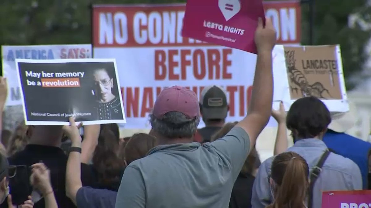 Protesters Rally Against GOP Supreme Court Nominee Outside Supreme Protesters Rally Against GOP Supreme Court Nominee Outside Supreme