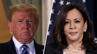 President Donald Trump (left) and Sen. Kamala Harris (right).