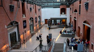 People visit the US Holocaust Memorial Museum in Washington DC on February 26, 2020. - The United States Holocaust Memorial Museum is the United States' official memorial to the Holocaust. Adjacent to the National Mall in Washington, DC, the USHMM provides for the documentation, study, and interpretation of Holocaust history.