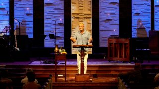 In this Aug. 23, 2020, photo provided by Steve NeSmith, Scott Sauls, senior pastor at Christ Presbyterian Church, preaches to his congregation in Nashville, Tenn.