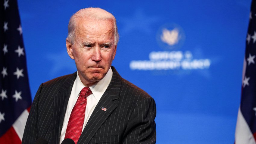 U.S. President-elect Joe Biden speaks to reporters following an online meeting with members of the National Governors Association (NGA) executive committee in Wilmington, Delaware, U.S., November 19, 2020.