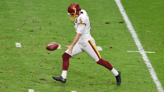 Tress Way #5 of the Washington Football Team punts the ball during a game against the San Francisco 49ers