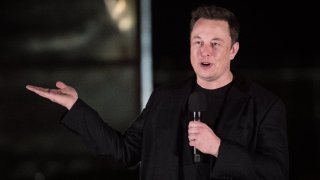 SpaceX CEO Elon Musk gives an update on the next-generation Starship spacecraft at the company’s Texas launch facility on September 28, 2019 in Boca Chica near Brownsville, Texas.