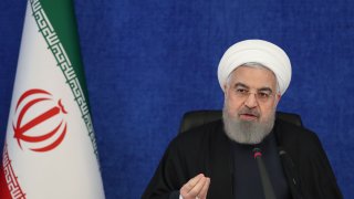 In this Nov. 21, 2020, file photo, President of Iran, Hassan Rouhani speaks during the National Combat Board meeting on the coronavirus in Tehran, Iran.