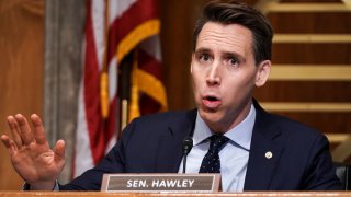 Sen. Josh Hawley (R-MO) asks questions during a Senate Homeland Security and Governmental Affairs Committee hearing to discuss election security and the 2020 election process on December 16, 2020 in Washington, DC.