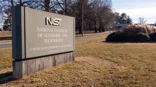 Entrance of the Gaithersburg Campus of National Institute of Standards and Technology (NIST), a physical sciences lab complex under the U.S. Department of Commerce.