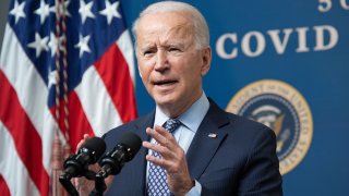 In this Feb. 25, 2021, file photo, President Joe Biden speaks about the 50 million doses of the COVID-19 vaccine shot administered in the U.S. during an event commemorating the milestone in the Eisenhower Executive Office Building in Washington, D.C.