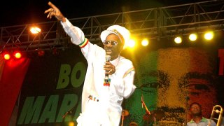 FILE - In this Feb. 6, 2005 file photo, Bunny Wailer performs at the One Love concert to celebrate Bob Marley's 60th birthday, in Kingston, Jamaica.