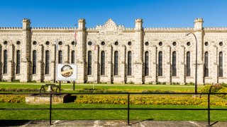 This imposing Gothic Revival structure is listed on the National Register of Historic Places.