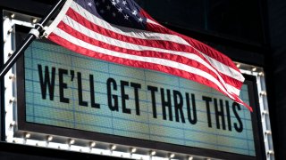 The Anthem, a popular live music venue, displays a message of support on their marquee on April 3, 2020 in Washington, DC.