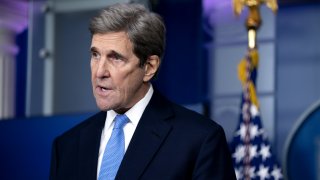 In this Jan. 27, 2021, file photo, John Kerry, special presidential envoy for climate, speaks during a news conference in the James S. Brady Press Briefing Room at the White House in Washington, D.C.