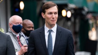 White House senior adviser Jared Kushner walks back to the West Wing after a television interview at the White House, Monday, Oct. 26, 2020, in Washington.