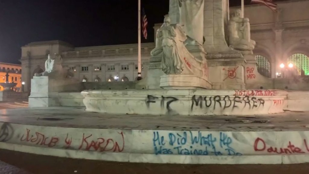 Protesters Arrested in DC’s Chinatown; Columbus Statue Vandalized