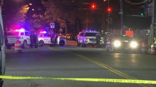 Police investigate a shooting in Northeast Washington, D.C., that occurred April 15, 2021.