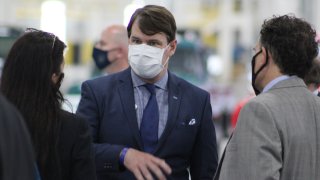 Ford CEO Jim Farley at the company’s new Rouge Electric Vehicle Center on May 18, 2021 ahead of remarks from President Joe Biden.