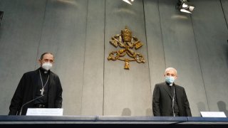 Mons. Filippo Iannone, right, and Mons. Juan Ignacio Arrieta Ochoa de Chinchetru