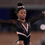 Simone Biles does a stance