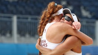 Kelly Claes and Sarah Sponcil at the 2020 Tokyo Olympics