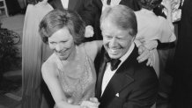 U.S. President Jimmy Carter and First Lady Rosalynn Carter dance at a White House Congressional Ball, Washington, D.C., USA, photograph by Marion S. Trikosko, December 13, 1978 . (Photo by: Universal History Archive/Universal Images Group via Getty Images)