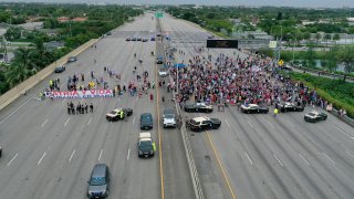 Rally In Miami Held In Support Of Cuban Protestors