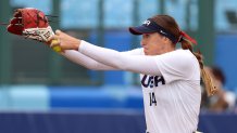 Team USA softball starting pitcher Monica Abbott pitches