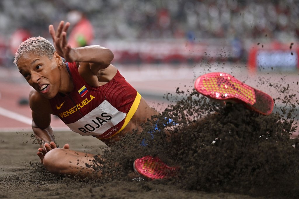 Venezuela's Yulimar Rojas competes in the women's triple jump final during the Tokyo 2020 Olympic Games at the Olympic Stadium in Tokyo on Aug. 1, 2021.