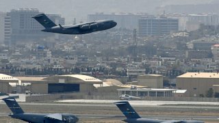 US Air Force aircraft taking off