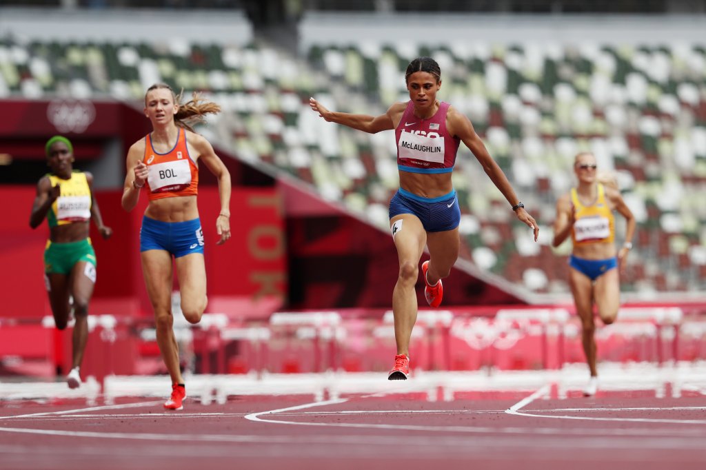 Sydney McLaughlin of Team United States wins the gold medal in the Women's 400m Hurdles Final on day 12 of the Tokyo 2020 Olympic Games at Olympic Stadium on Aug. 4, 2021, in Tokyo, Japan.