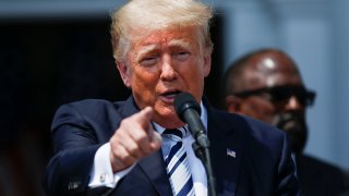 Former U.S. President Donald Trump speaks to media at his golf club in Bedminster, New Jersey, U.S., July 7, 2021.