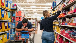 Customers shop at a Walmart store on August 04, 2021 in Houston, Texas.