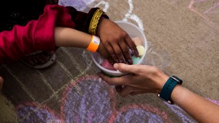 Afghan children with chalk