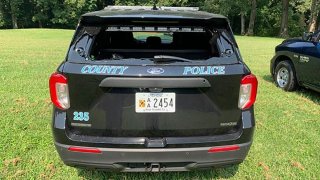 Anne Arundel County police car shattered rear windshield