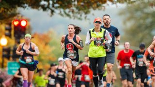 File photo: Runners compete during the 44th running of the Marine Corps Marathon on Oct. 27, 2019 in Arlington, Virginia.