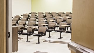 Seats in empty lecture hall