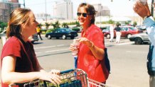 Moira Bohannon handing out water on Sept. 11, 2001.